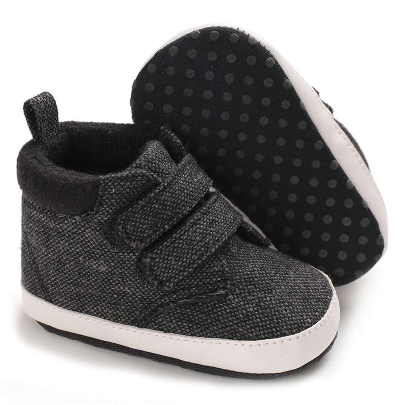 Babelvit Baby Boy Girl Soft Sole Canvas Sneakers Sparkle High Top Lace Up Infant Unisex Ankle Shoes Boots Toddler Newborn Prewalker First Baby Walking Crib Shoes - Image 1